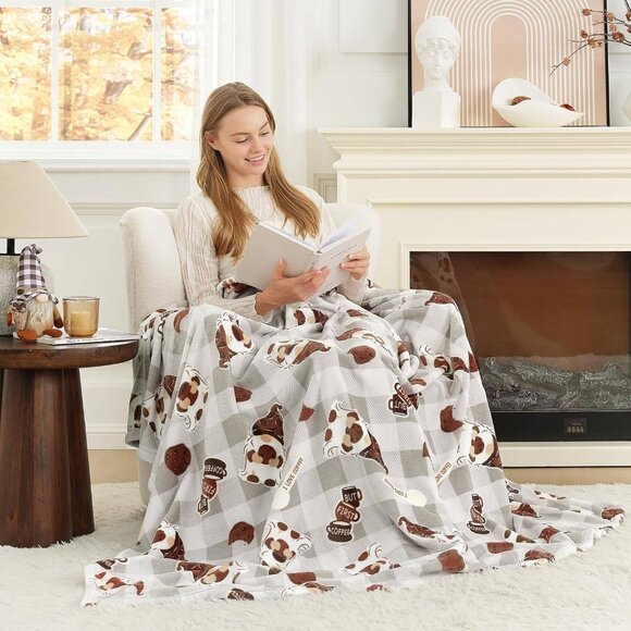 Ultra-Soft Bliss Gnome Coffee Throw Blanket - Cozy Grey Plush™ 50x60" - Picture 3 of 9